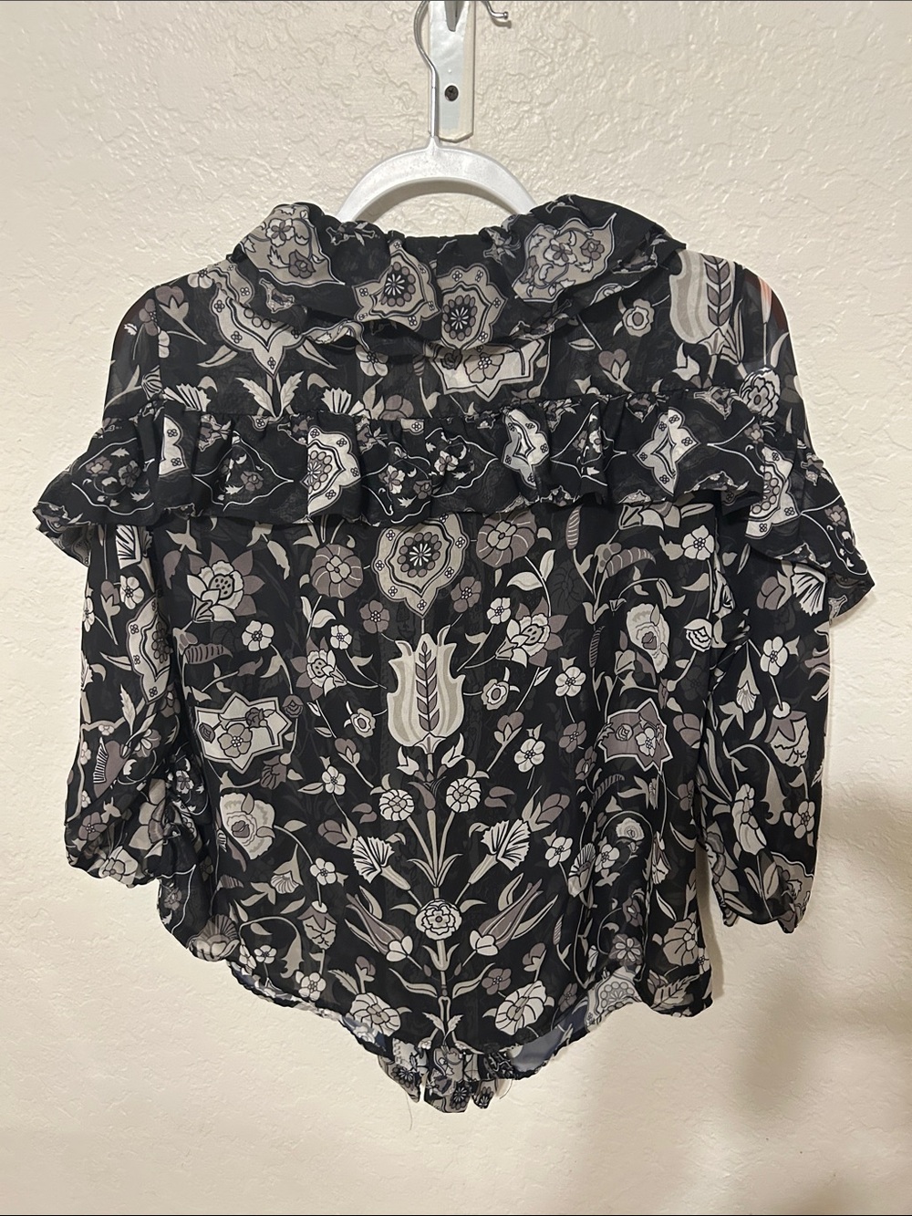 🧸Gretchen Scott rufflestiltskin topkapi black size M EUC - Picture 9 of 12